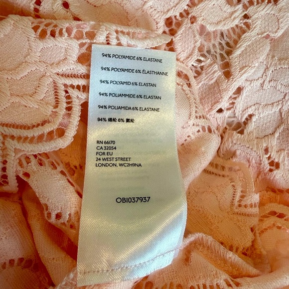 NWT Free People Olivia Lace Top blouse Edwardian sleeves Shirt XS powder pink - Picture 9 of 16